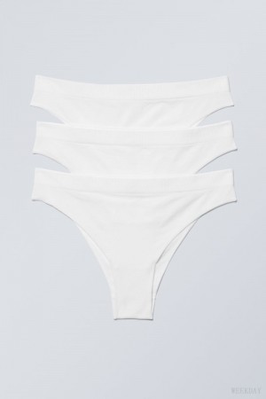 Weekday 3-pack Cat Soft Briefs Briefs White | JZYQ7088