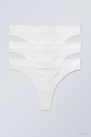 Weekday 3-pack Cat Soft Thong Thong White | TCFF1124