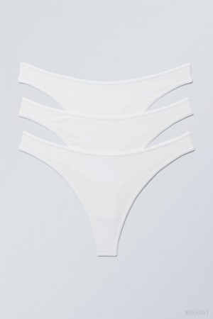 Weekday 3-pack Jade Cotton Thong Thong White | OMAB2592