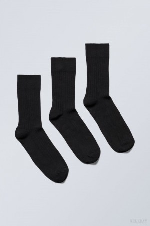 Weekday 3-pack Selma Socks Black | AMLR7920