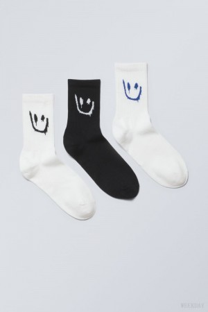 Weekday 3-pack Sport Graphic Socks Drippy Mix | WVGT7641