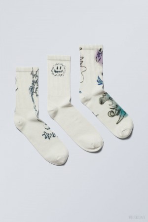 Weekday 3-pack Sport Graphic Socks Graphic Mix | FISW9278