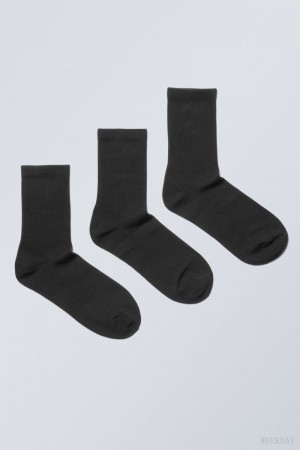 Weekday 3-pack Sport Socks Black | LVQN9246