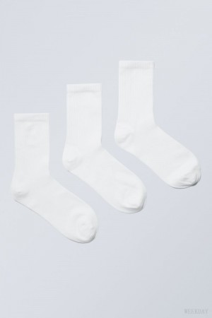 Weekday 3-pack Sport Socks White | TJUH3484