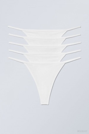 Weekday 5-pack Alex Cotton Tanga Thong Thong White | IZHR5258