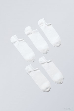 Weekday 5-pack Ankle Socks White | IQSU8545