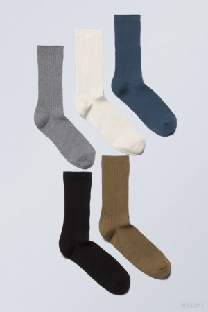 Weekday 5-pack Rib Socks Multicolor | OWOI1561