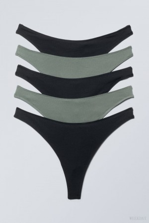 Weekday 5-pack Soul thong Thong Black Khaki | RUJC0575