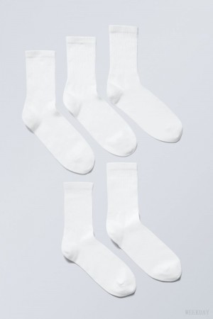 Weekday 5-pack Sport Socks White | MDBA2019