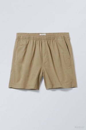 Weekday Alex Relaxed Shorts Dark Beige | IMQJ2788