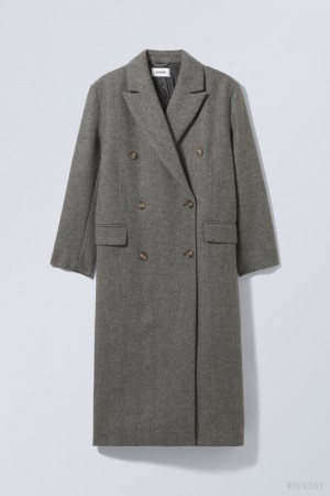 Weekday Alex Wool Blend Coat Grey | MDOX1703