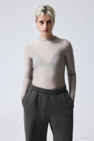 Weekday Allison Longsleeved Turtleneck Top Light Grey | ZEMF2348