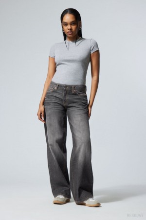 Weekday Ample Low Loose Jeans Grey Black | PGPO5550