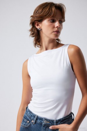 Weekday Annie Boatneck Sleeveless top White | IOSU6871