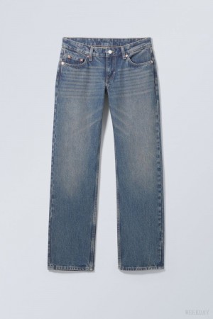 Weekday Arrow Low Straight Jeans Blue | MTXH0467