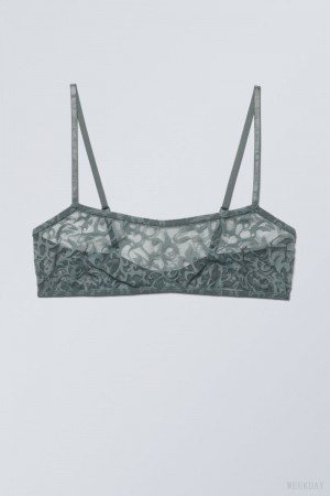 Weekday Ash Lace Semi Scooped Bra Bra Grey | DZBG9378