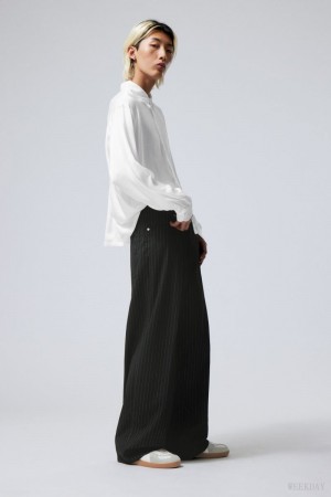 Weekday Astro Baggy Suit Trousers Black | DFTI1184