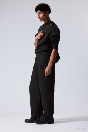 Weekday Astro Loose Asymmetric Cargo Trousers Black | KEGM1853