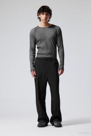 Weekday Axel Relaxed Suit Trousers Black | ZEAA4237