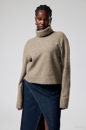 Weekday Ayla Knitted Turtleneck Dark Mole | XVYH5280