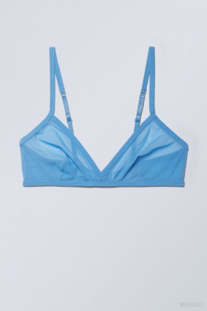 Weekday Bonnie Mesh Triangle Bralette Bralette Light Blue | JRQH3639