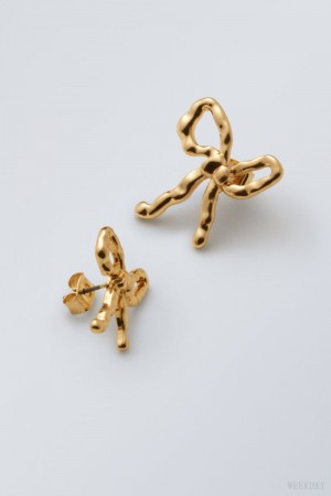 Weekday Bow Earrings Golden | GLCQ2618