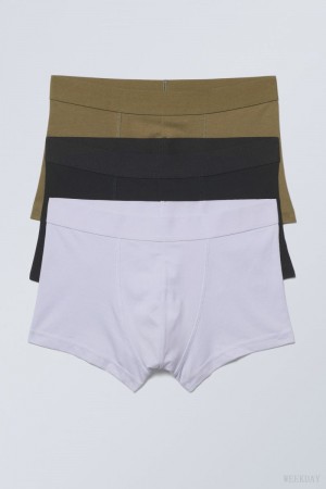 Weekday Boxer Trunks 3-pack Khaki Black Purple | AHAE7719