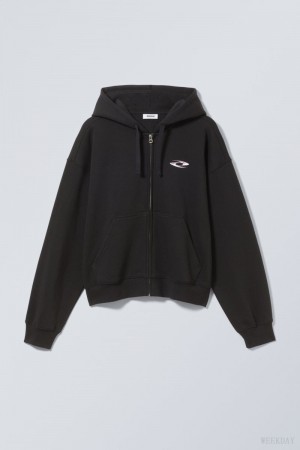 Weekday Boxy Graphic Zip Hoodie Eternity | WEDO0021