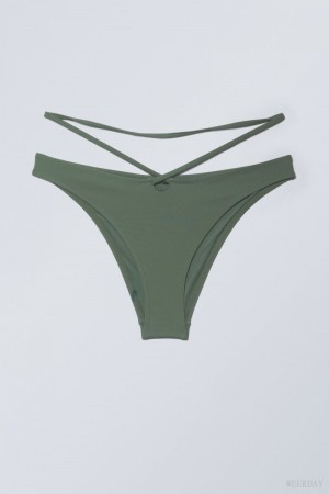 Weekday Brazilian Bikini Bottoms Olive Green | SKMJ3074