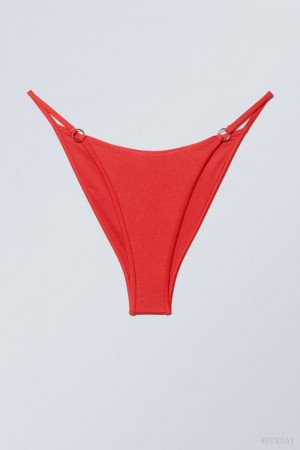 Weekday Brazilian Tanga Bikini Bottoms Red | KODW2387