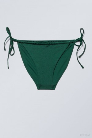 Weekday Breeze String Bikini Bottoms Dark Green | XRDN6565