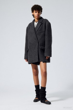 Weekday Carla Oversized Wool Blend Jacket Grey | EAUG2286