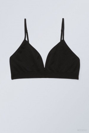 Weekday Cat Soft Triangle Bra Bra Black | NNOC2118