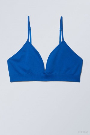 Weekday Cat Soft Triangle Bra Bra Blue | KMLS2684