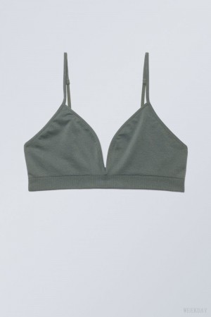 Weekday Cat Soft Triangle Bra Bra Dark Grey | SEWF6610