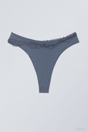 Weekday Cleo Lace Brazilian Briefs Briefs Blue | KKCS5594