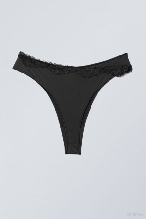 Weekday Cleo Lace Brazilian Briefs Briefs Black | XIJW0101