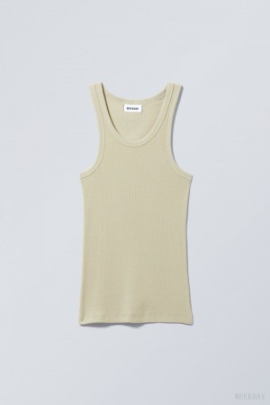 Weekday Close Fitted Tank Top Khaki | RBVD6493