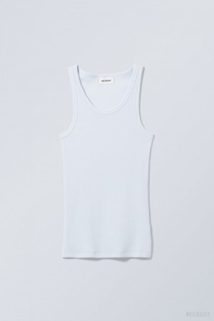 Weekday Close Fitted Tank Top Light Blue | ZUJW1970