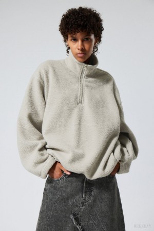 Weekday Cora Oversized Fleece Sweatshirt Light Mole | WDFC7506