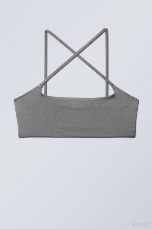 Weekday Cross Front Bikini Top Grey | GGAH6080