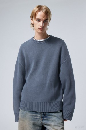 Weekday Cypher Oversized Sweater Blue | WJEE0660