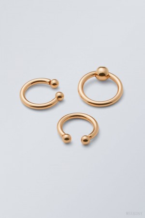 Weekday Dot Ball Ring Pack Gold | BILZ4677