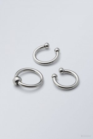 Weekday Dot Ball Ring Pack Silver | QVTS0807