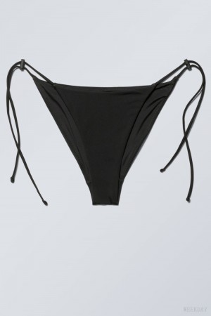 Weekday Drawstring Bikini Bottoms Black | OFSD6228