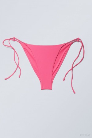 Weekday Drawstring Bikini Bottoms Pink | TNFV0358