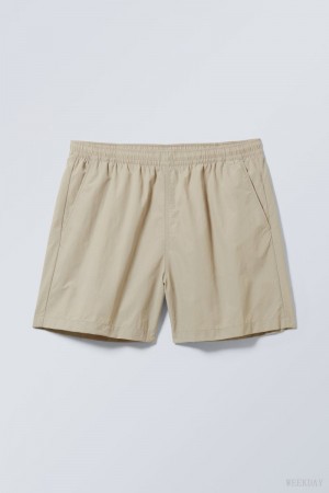 Weekday Ed Contrast Swim Shorts Beige | NWQV2992