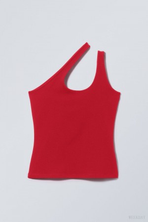 Weekday Elaf One Shoulder Top Red | VMGC2324