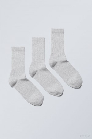 Weekday Eleven Socks 3-pack Grey | BDJC2585