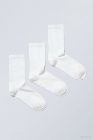 Weekday Eleven Socks 3-pack White | WRAG7625